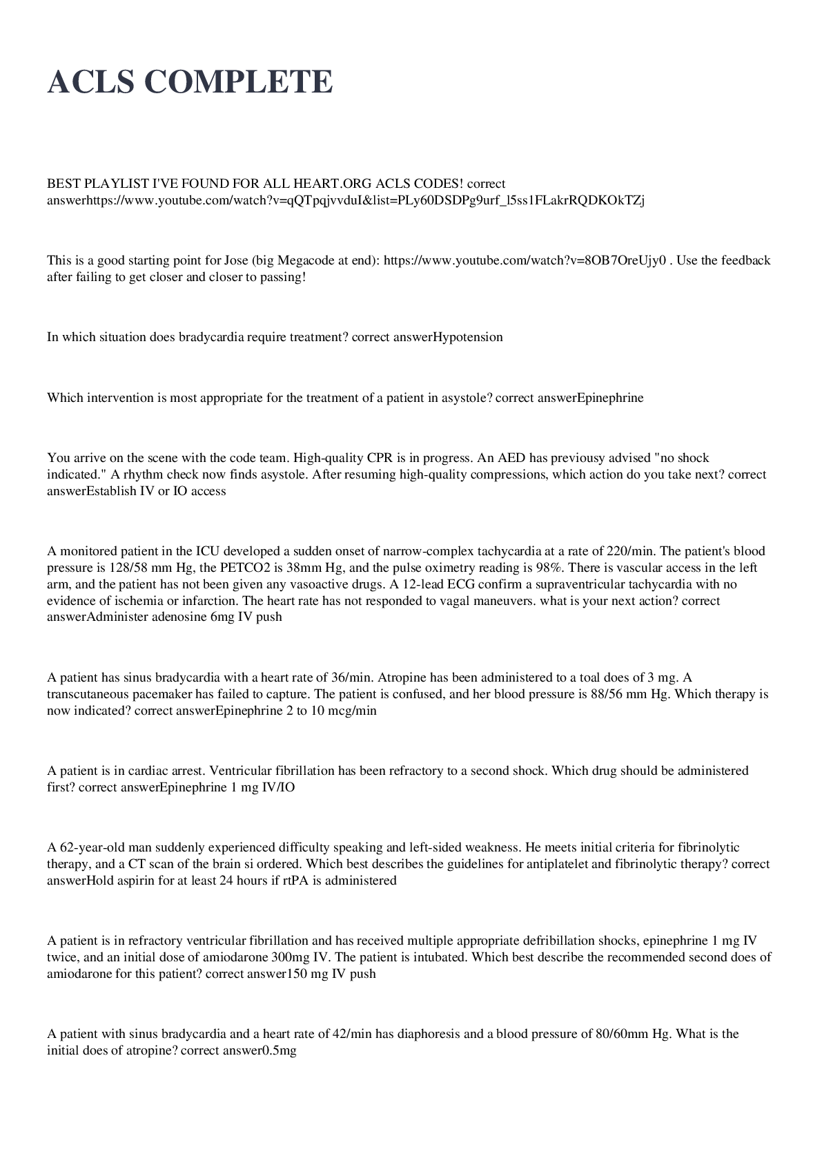Preview image for ACLS COMPLETE  EXAM 2022/2023 WIYH 100% correct answers